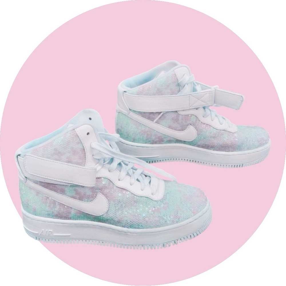 🤩 NIKE Air Force 1 Upstep Hi LX 'Sequin Fabric’ 9.5 US Women’s- LIMITED EDITION🤩 - Picture 6 of 13